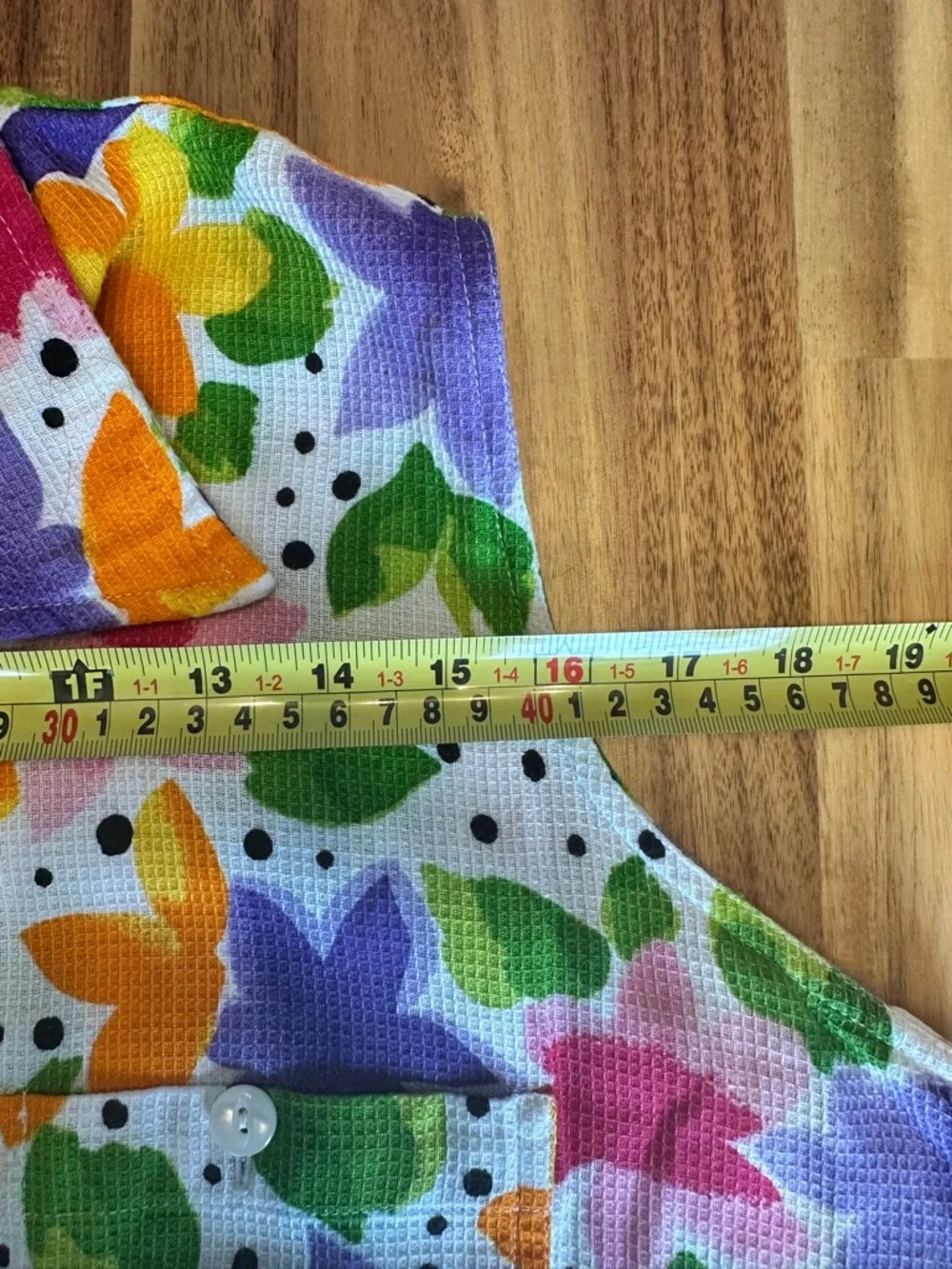 Vintage Colorful 100% Cotton Multicolor Floral Plus SIze Button-Up Top sz 18/20 - Picture 6 of 10